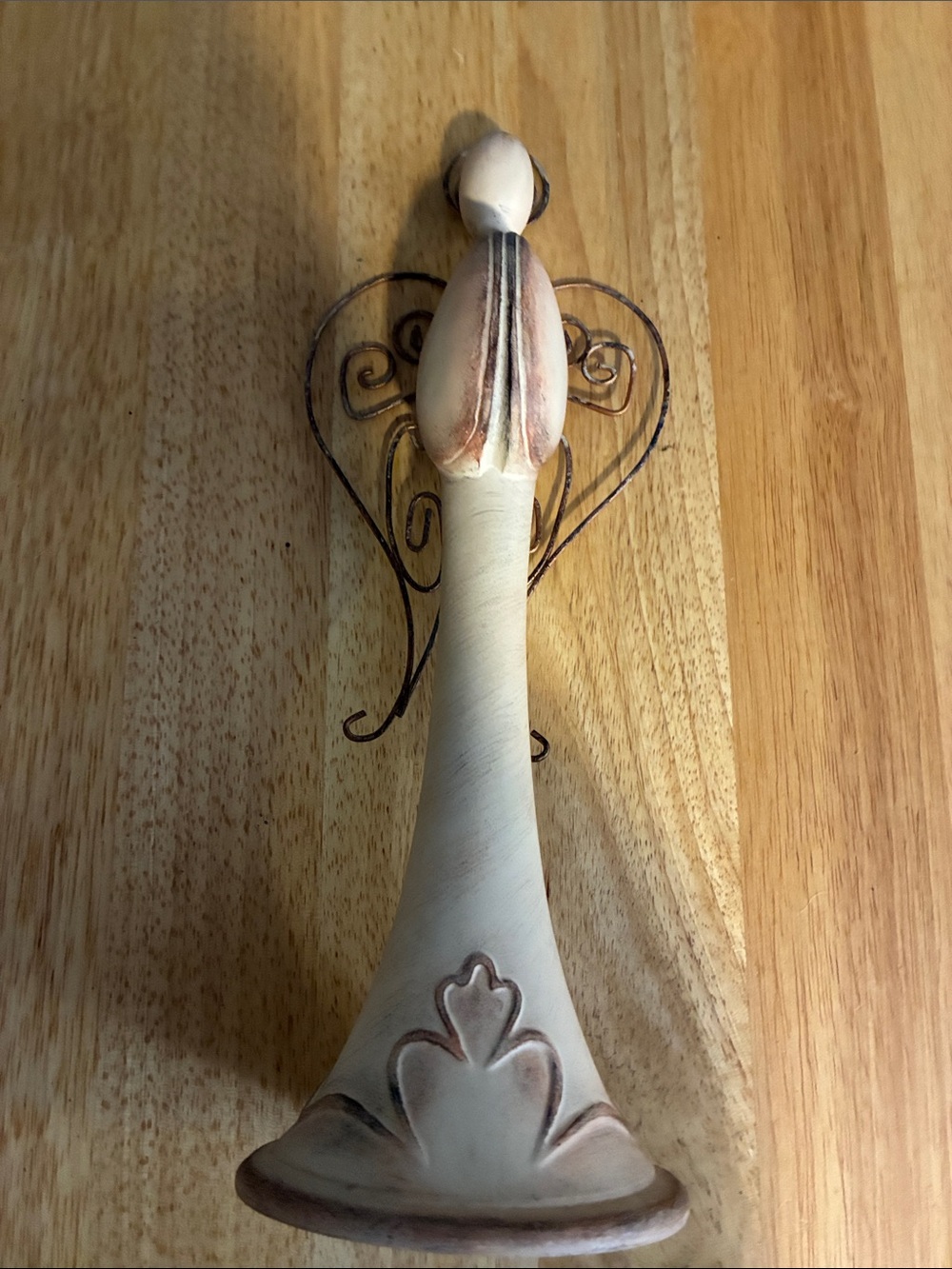 Etcetera Cream and Brown Ceramic Angel Stand